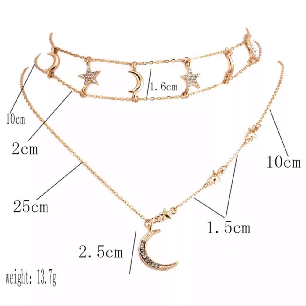 • McKenna• Moon + Stars Layered Choker Necklace - Picture 2 of 3